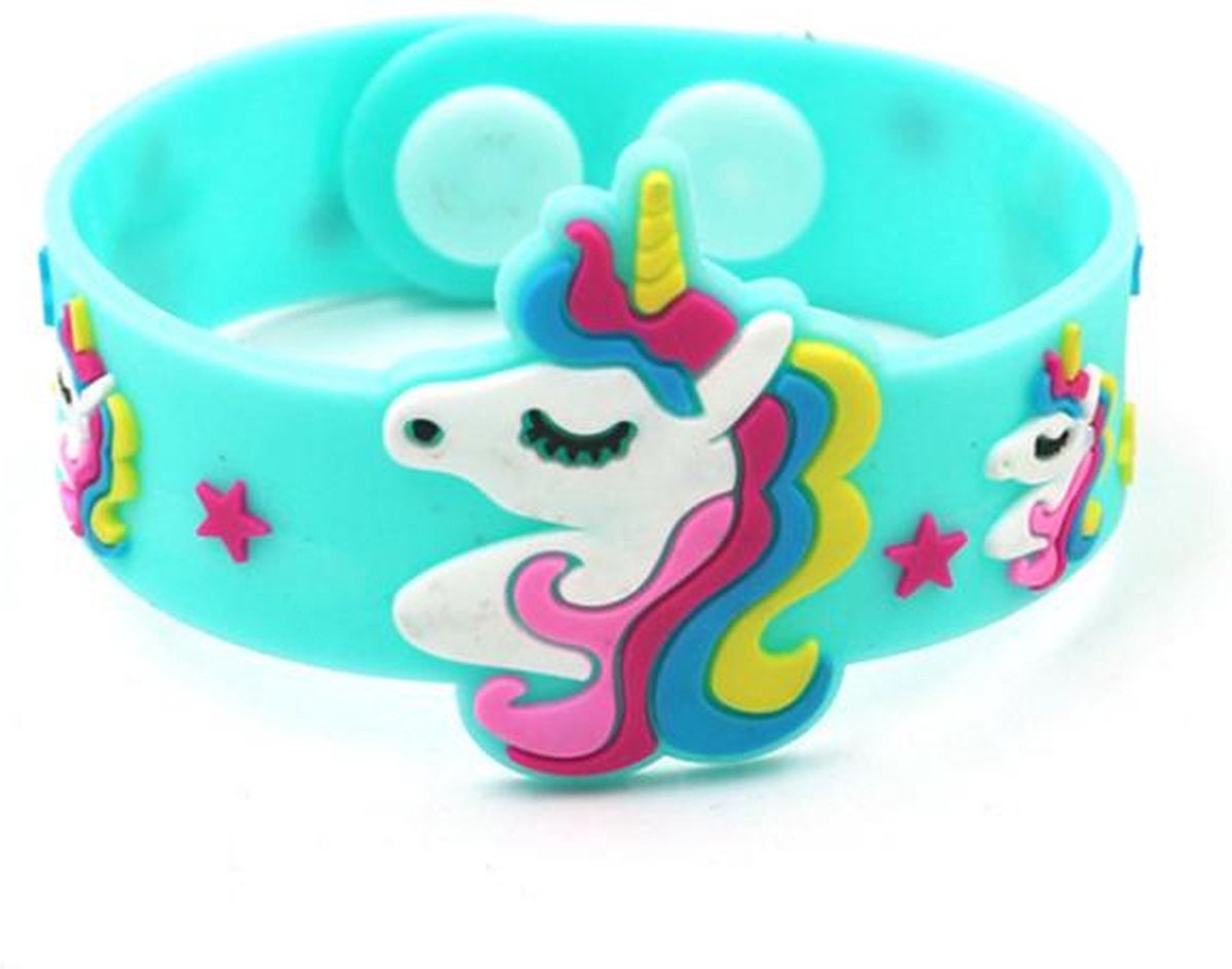 Eenhoorn Armband | Rubber Siliconen | Unicorn | Armbandje met Drukknoopjes | Mintgroen